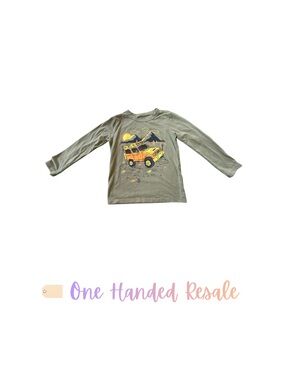 Kids Long-Sleeve Graphic Tee - Olive with Yellow Truck